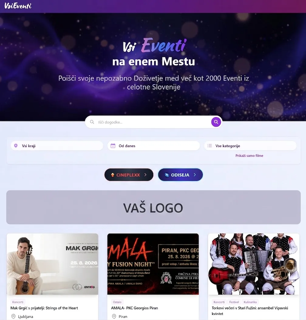 Primer prikaza sponzorskega logotipa na vstopni strani VsiEventi